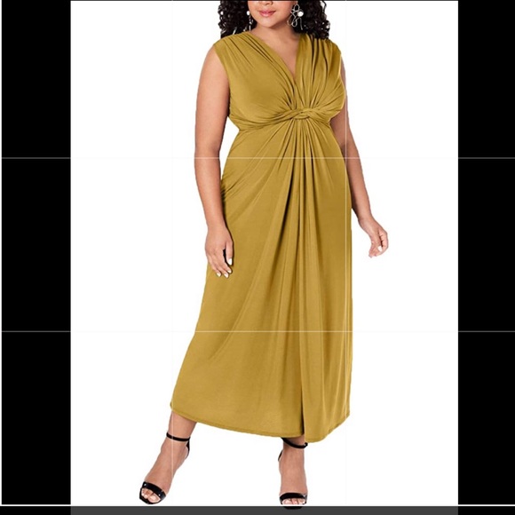 Womens Plus Matte Jersey Knot-Front Cocktail Dress - Picture 1 of 5